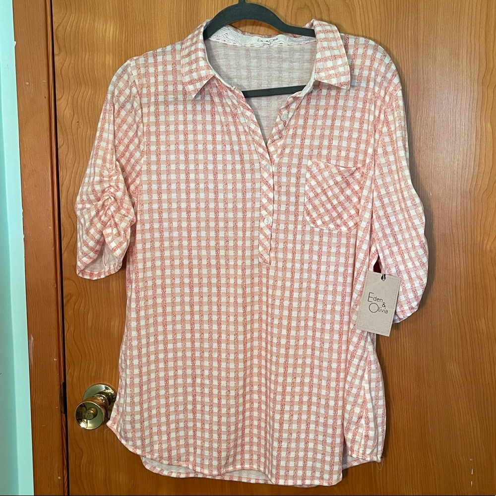 Coral and White casual top